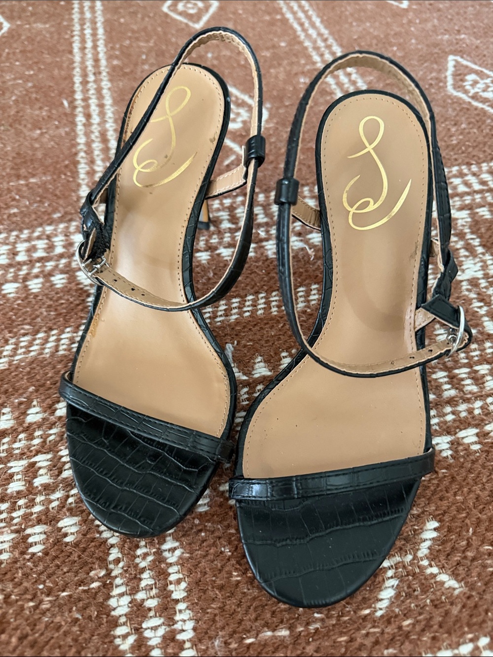 Sam Edelman Black Croc-Embossed Heels
